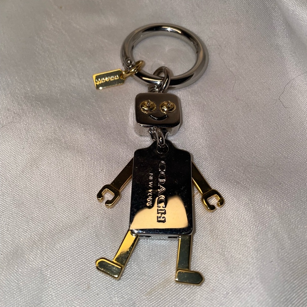 Coach Vintage Silver & Gold Metallic Robot Keychain